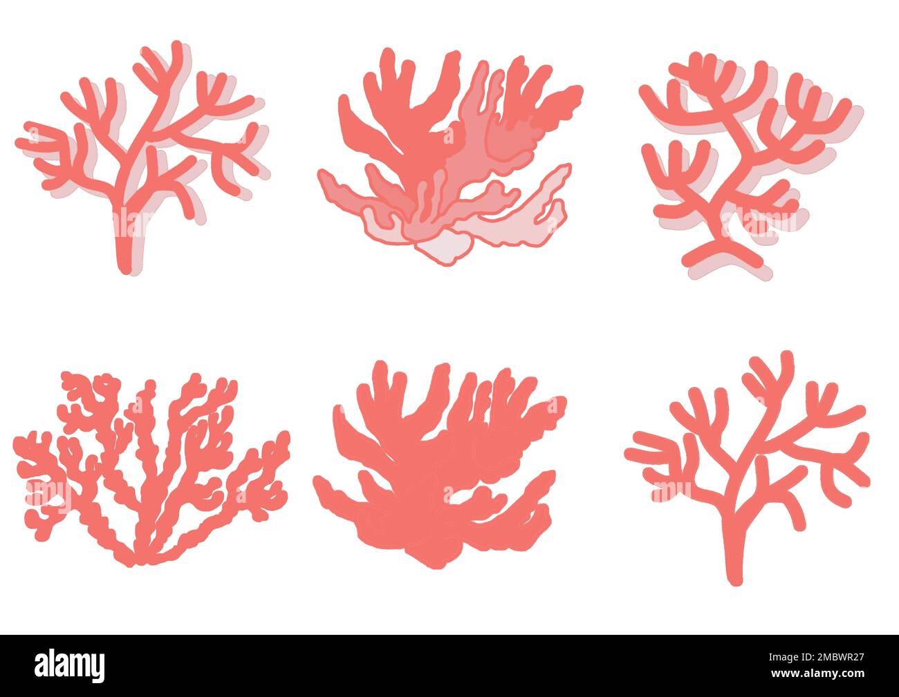 Set con delicati coralli rosa. Immagine JPEG vita marina. Foto Stock