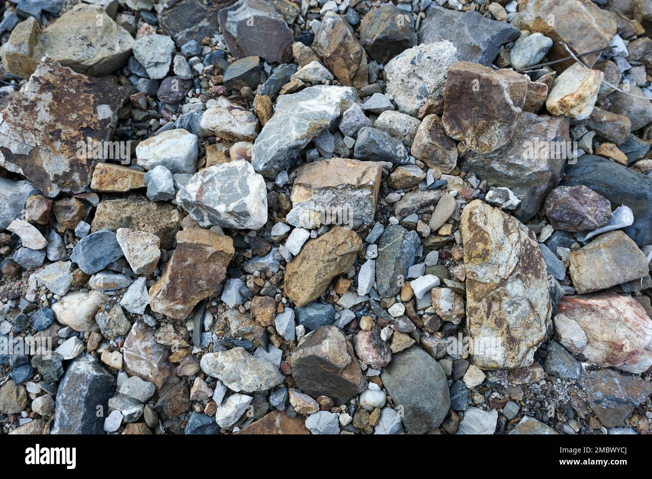 Pietre del fiume o fondo di ciottoli. Sfondo naturale Foto Stock