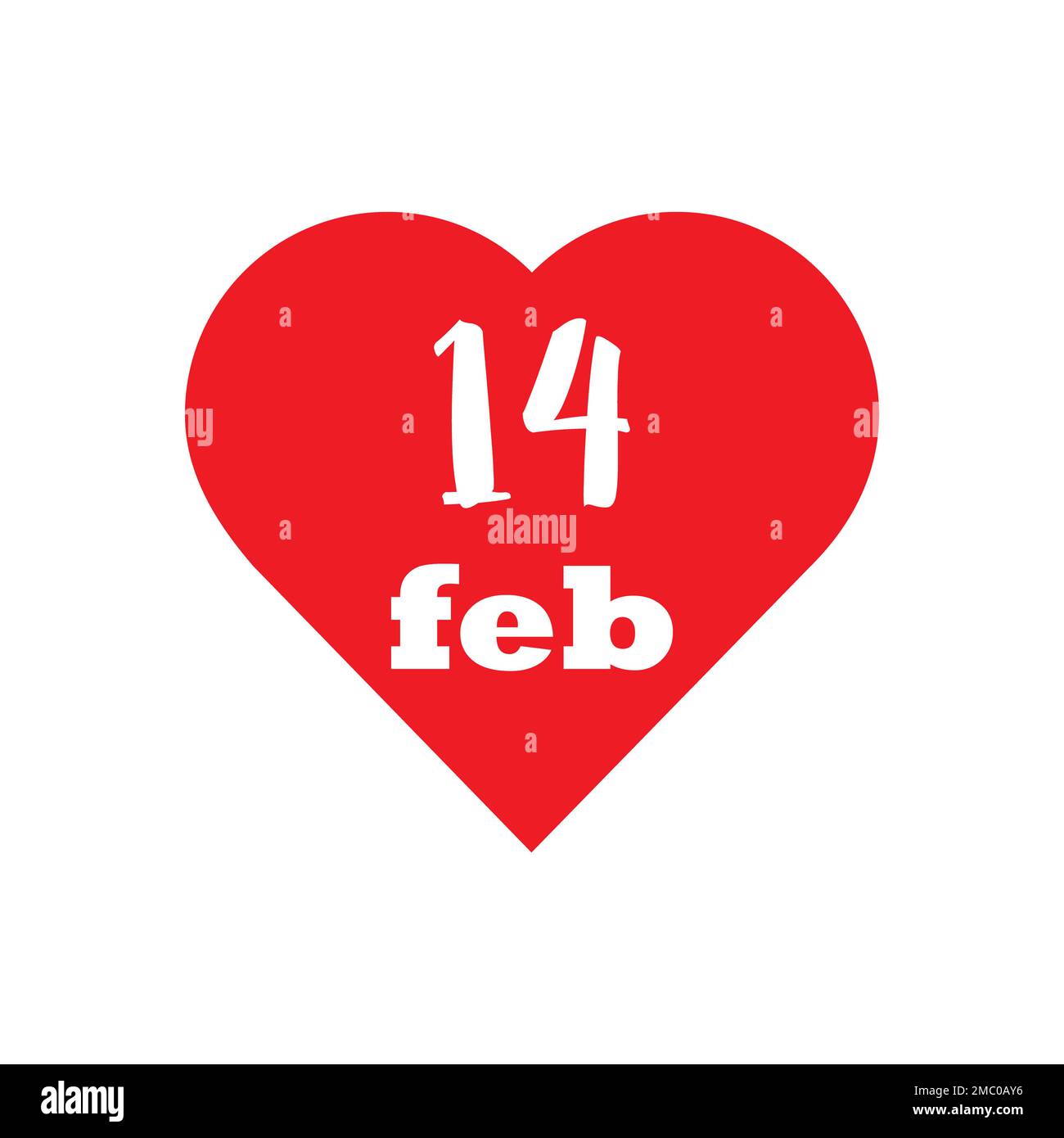 Febbraio 14 nel cuore. Disegno vettoriale per adesivo di San Valentino Foto Stock
