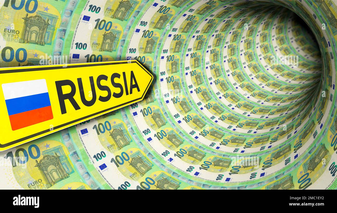 Immagine simbolica sul tema del flusso di denaro in Russia Foto Stock