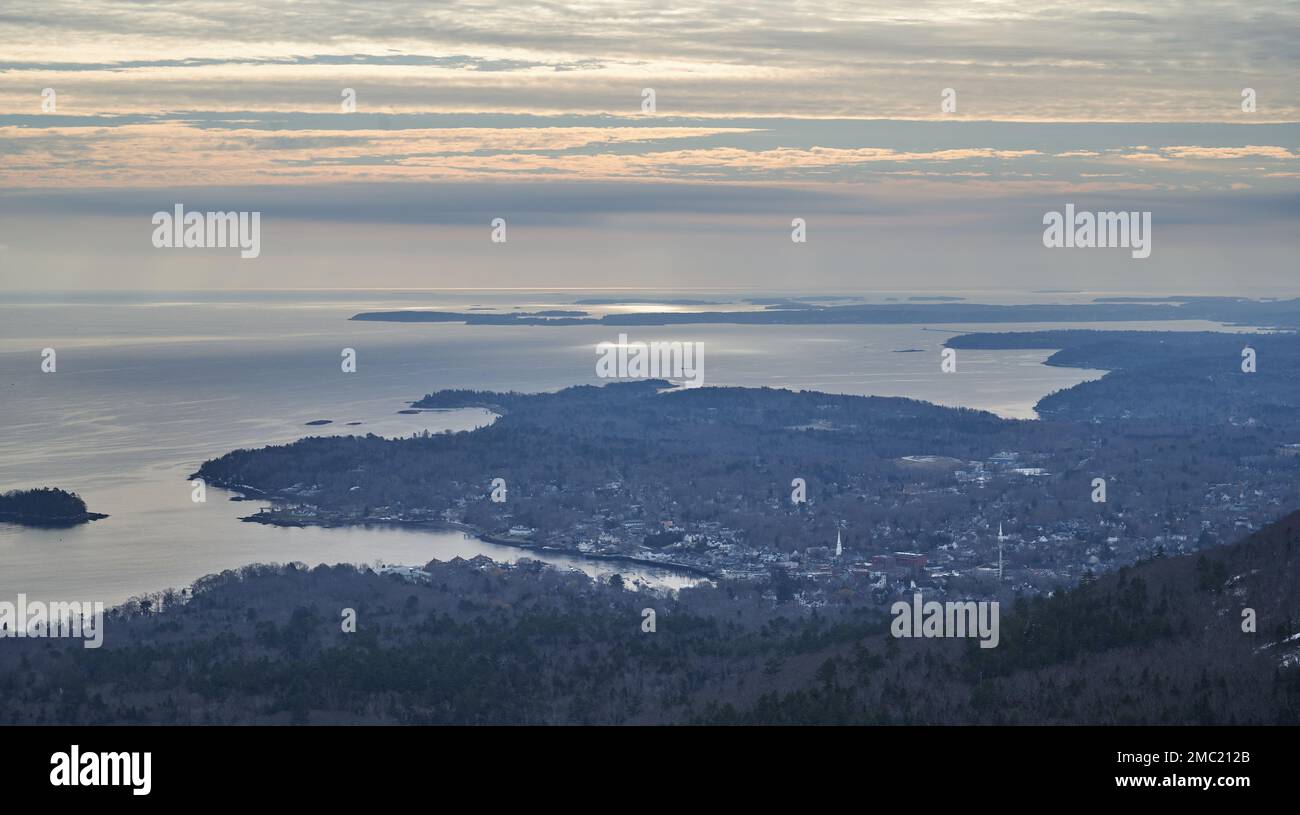 Vista dall'Ocean Outlook, Camden Hills state Park, Maine Foto Stock