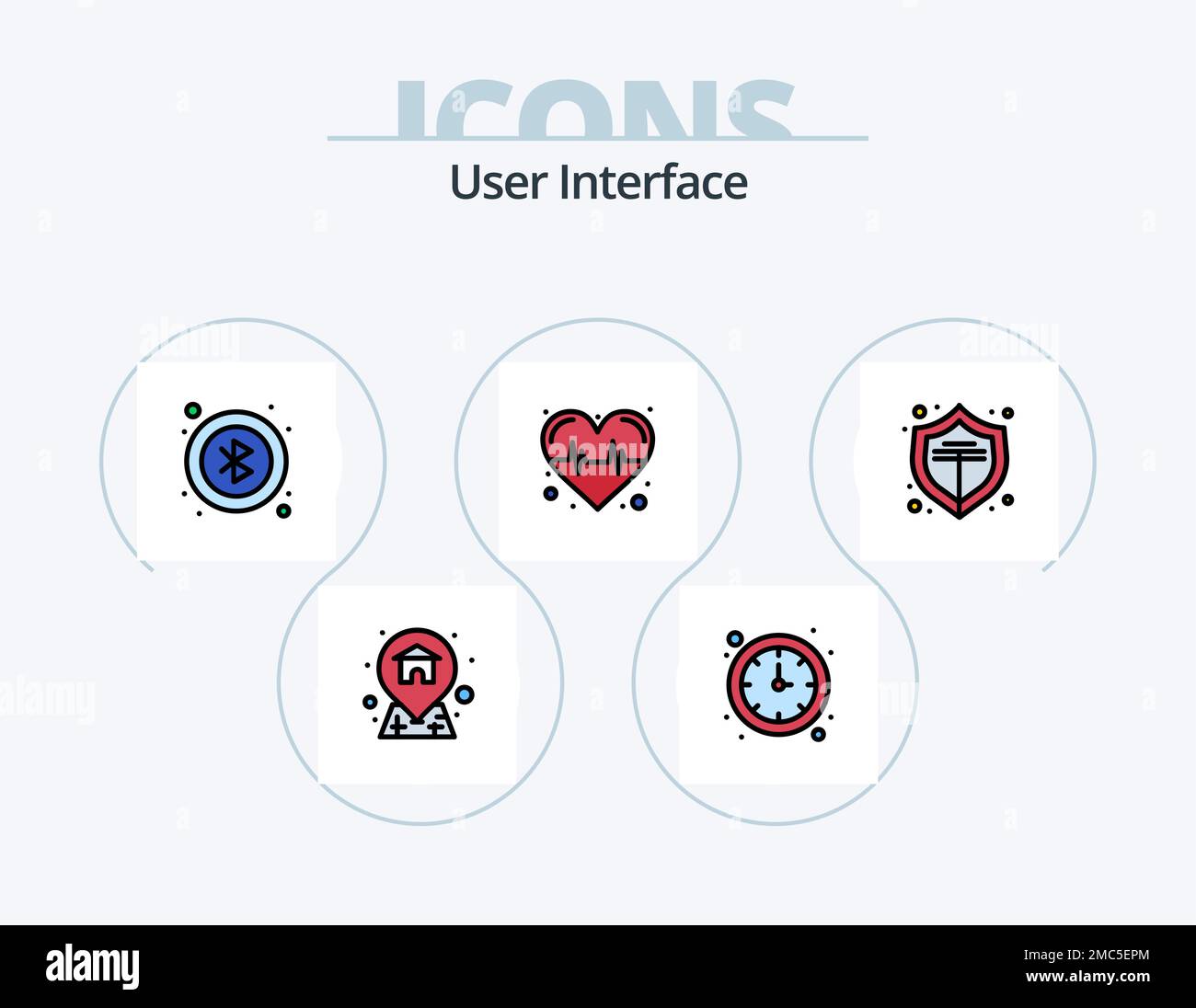 Interfaccia utente riga riempita icona Pack 5 icona Design. . posizione. interfaccia. casa. utente Illustrazione Vettoriale