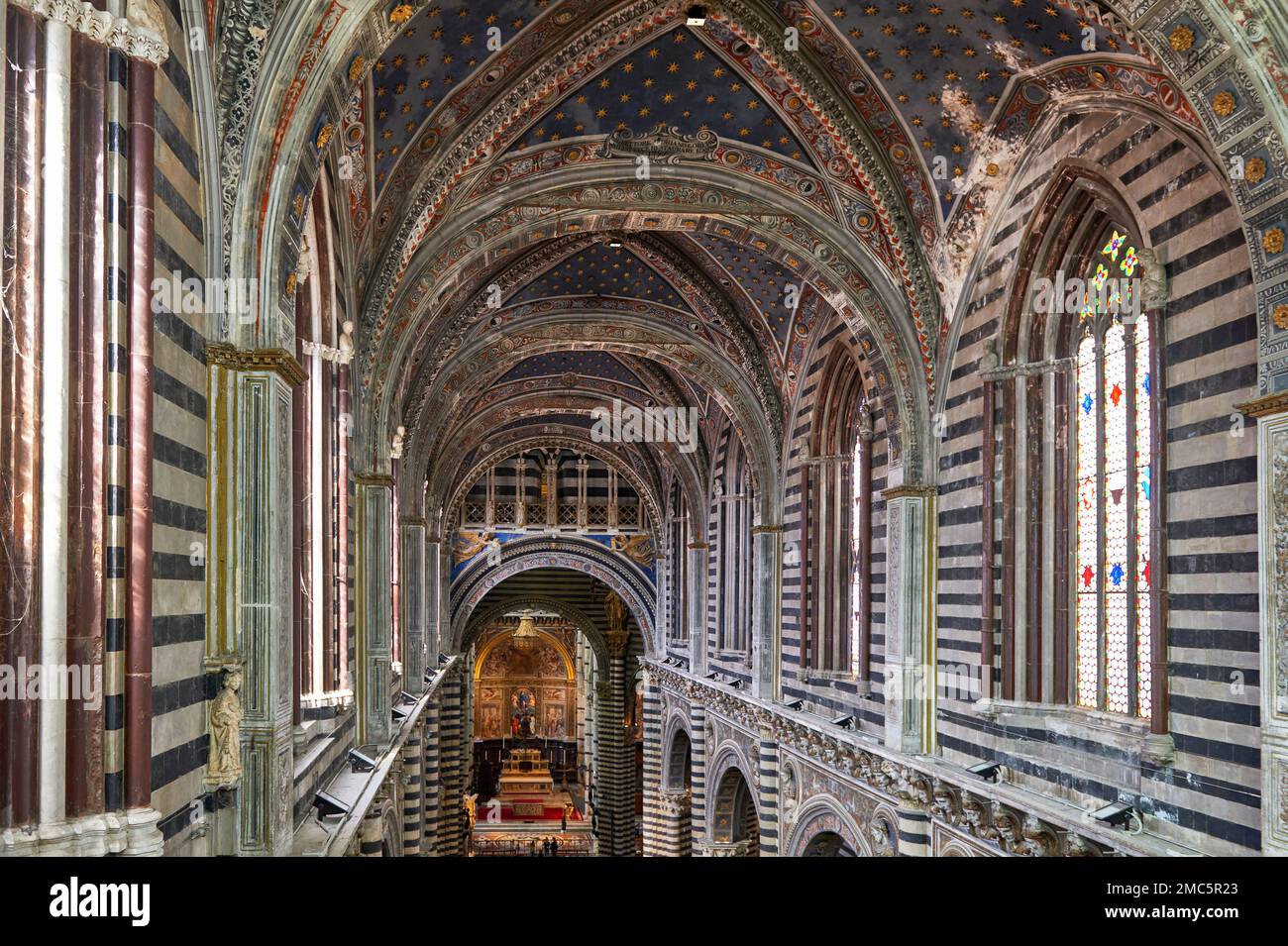 Frammento dell'interno assolutamente stupefacente del Duomo di Siena, Italia Foto Stock