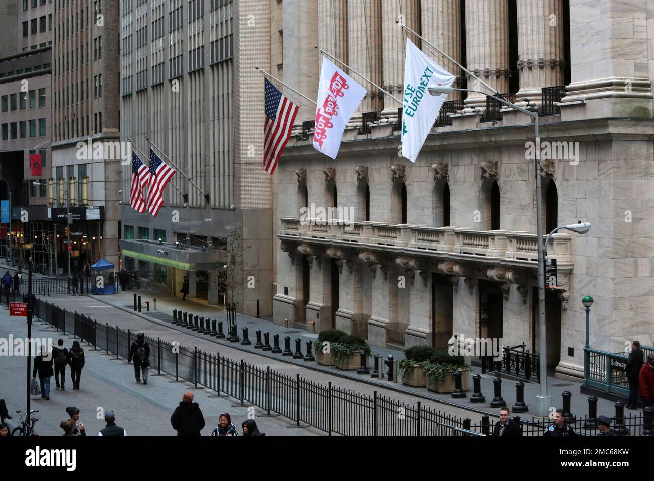 Ingresso sud. Facciata della Borsa di New York. NYSE. Wall Street. Manhattan. New York. Stati Uniti. Foto Stock