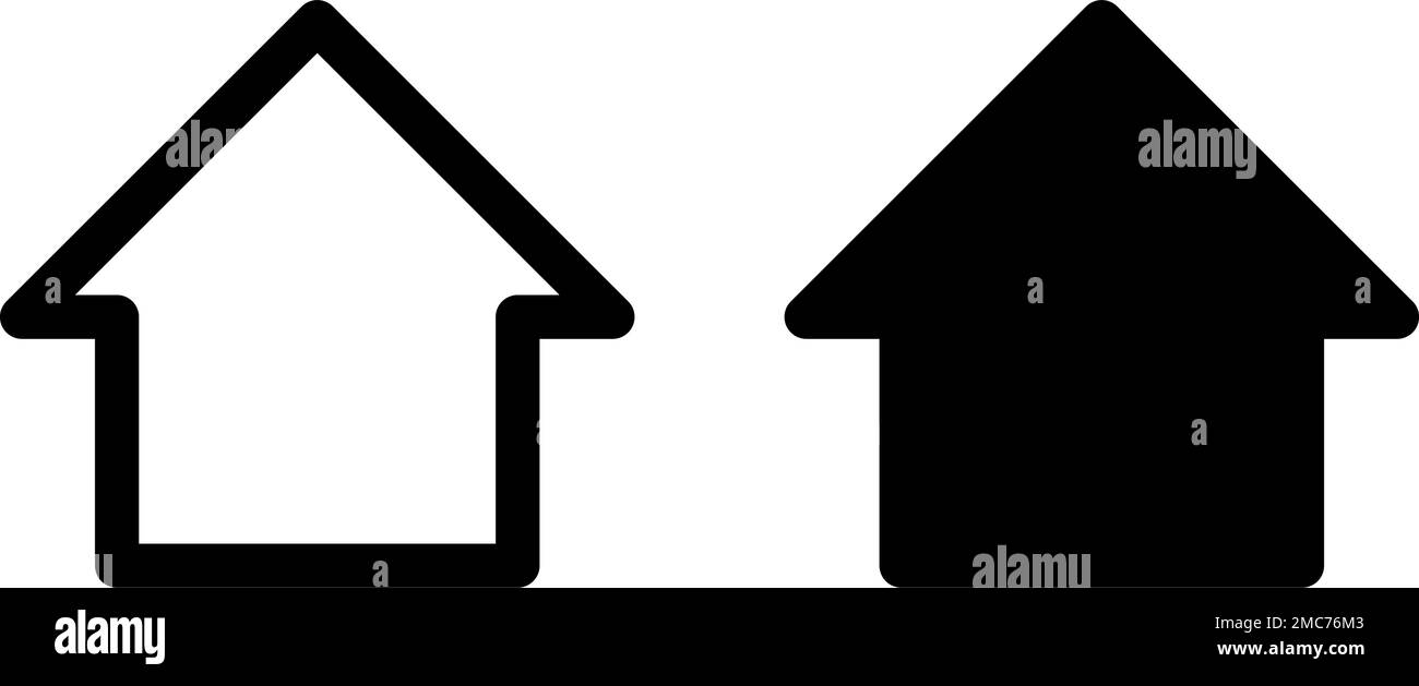 Set di icone Casa Bianca e nera semplice. Immagine vettoriale. Illustrazione Vettoriale