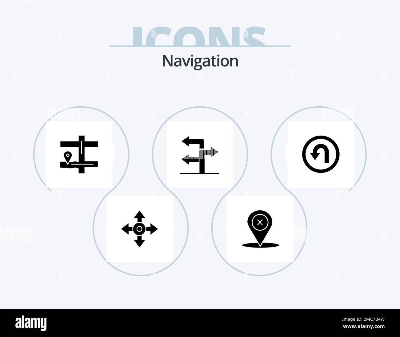 Navigazione Glyph Icon Pack 5 Icon Design. senso. indietro. mappa. freccia. direzione Illustrazione Vettoriale