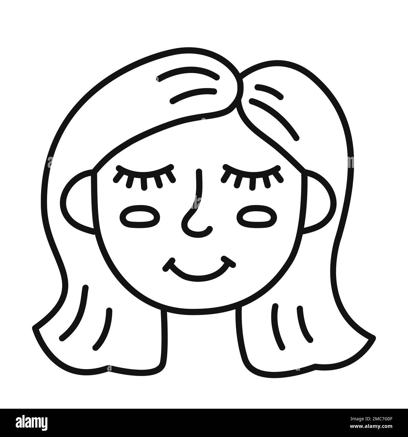 Ritratto disegnato a mano di una ragazza. Stile di schizzo Doodle. Illustrazione del vettore isolato. Illustrazione Vettoriale