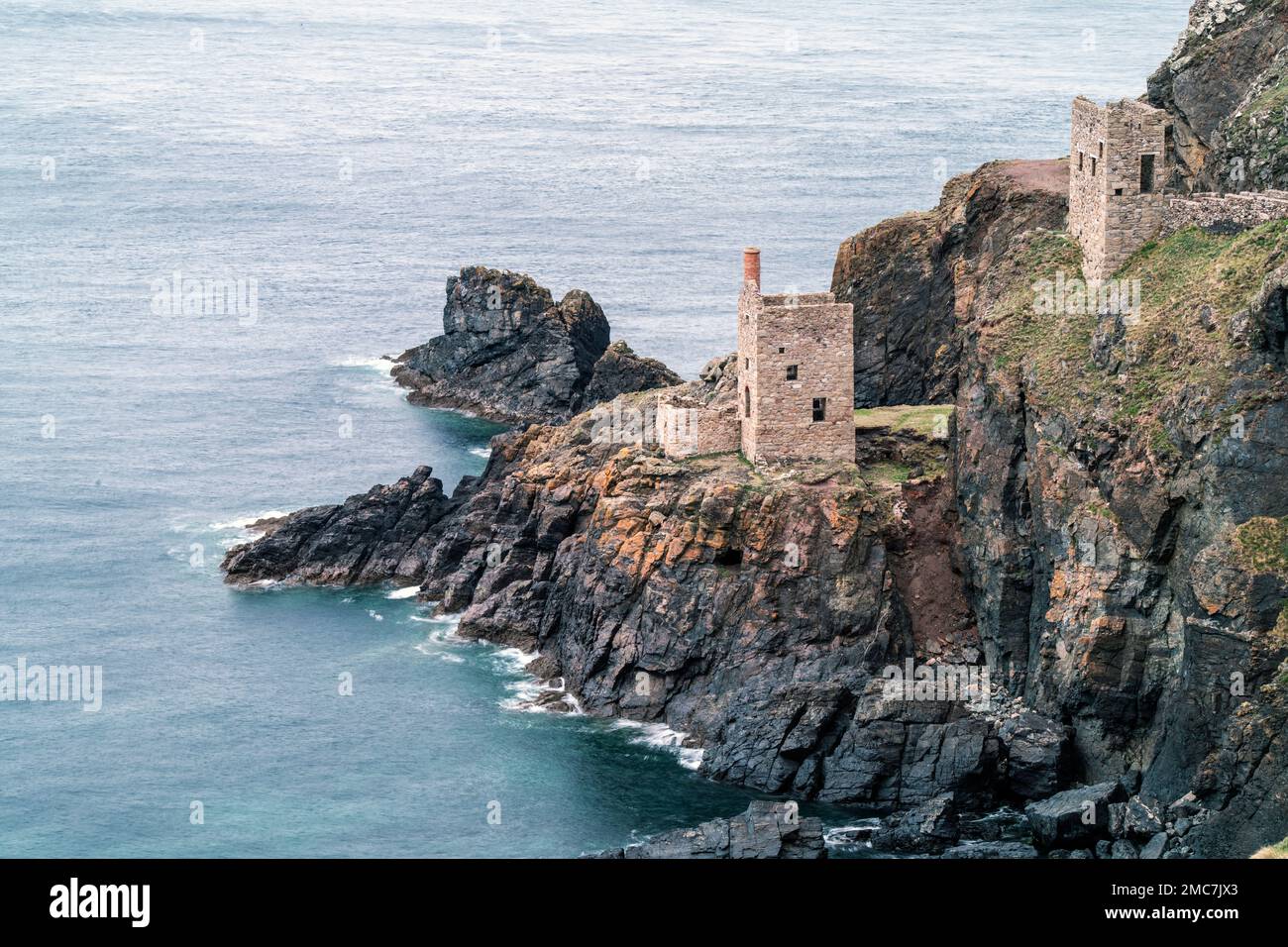 La corona Miniere di Botallack sulla costa della Cornovaglia in Inghilterra Foto Stock