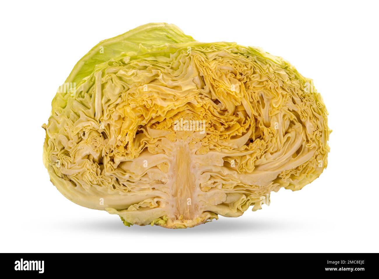 Cavolo tagliato a metà isolato su bianco con percorso di ritaglio incluso Foto Stock