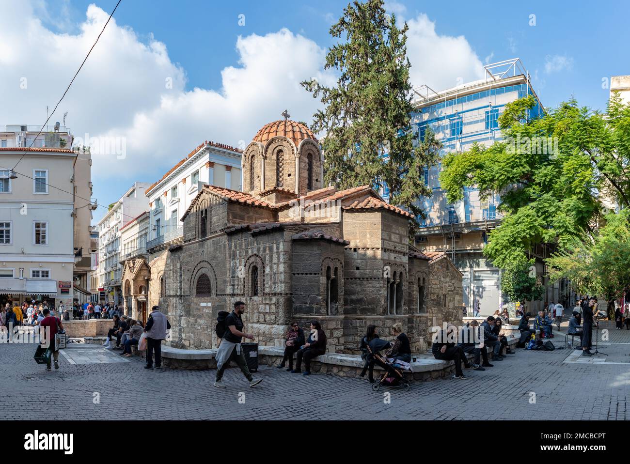 Una foto della Chiesa di Panagia Kapnikarea, ad Atene. Foto Stock