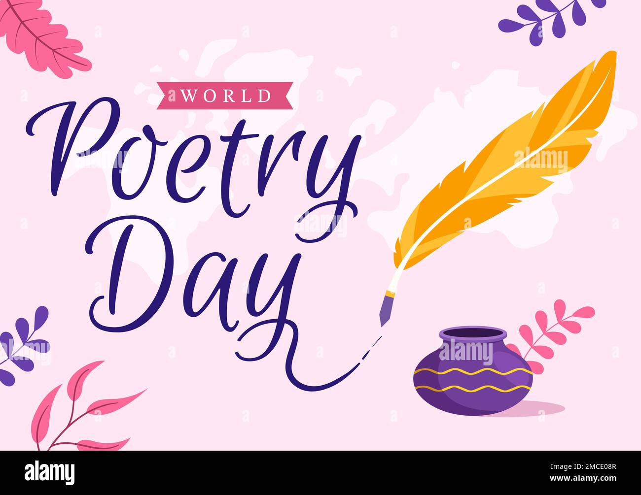 Giornata mondiale della poesia il 21 marzo Illustrazione con una cimatrice, carta o macchina da scrivere per banner Web o landing page in modelli disegnati a mano su cartoon piano Illustrazione Vettoriale
