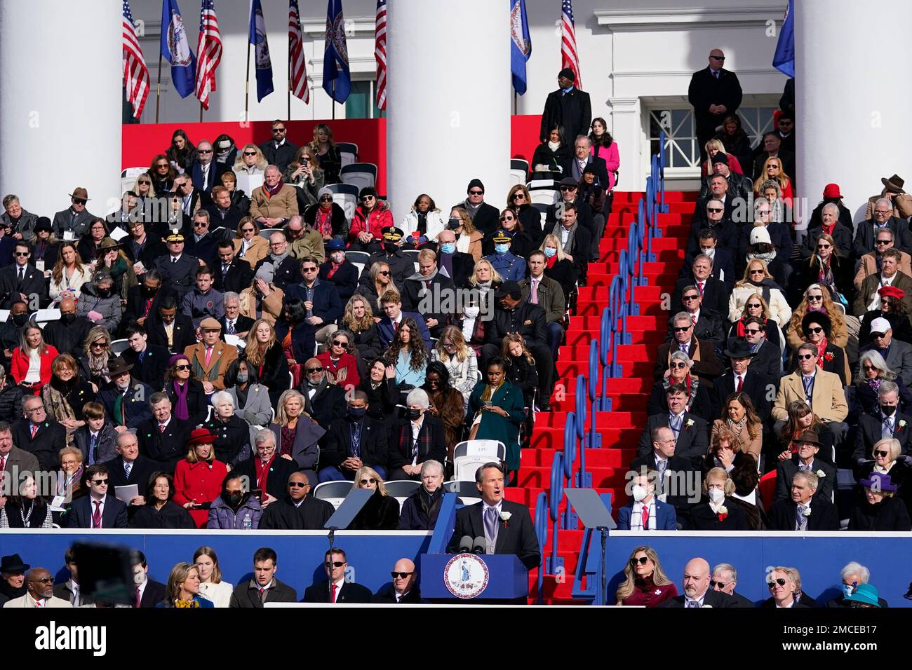 Gov. Glenn Youngkin speaks during an inauguration ceremony, Saturday, Jan. 15, 2022, in Richmond, Va. (AP Photo/Julio Cortez) Foto Stock