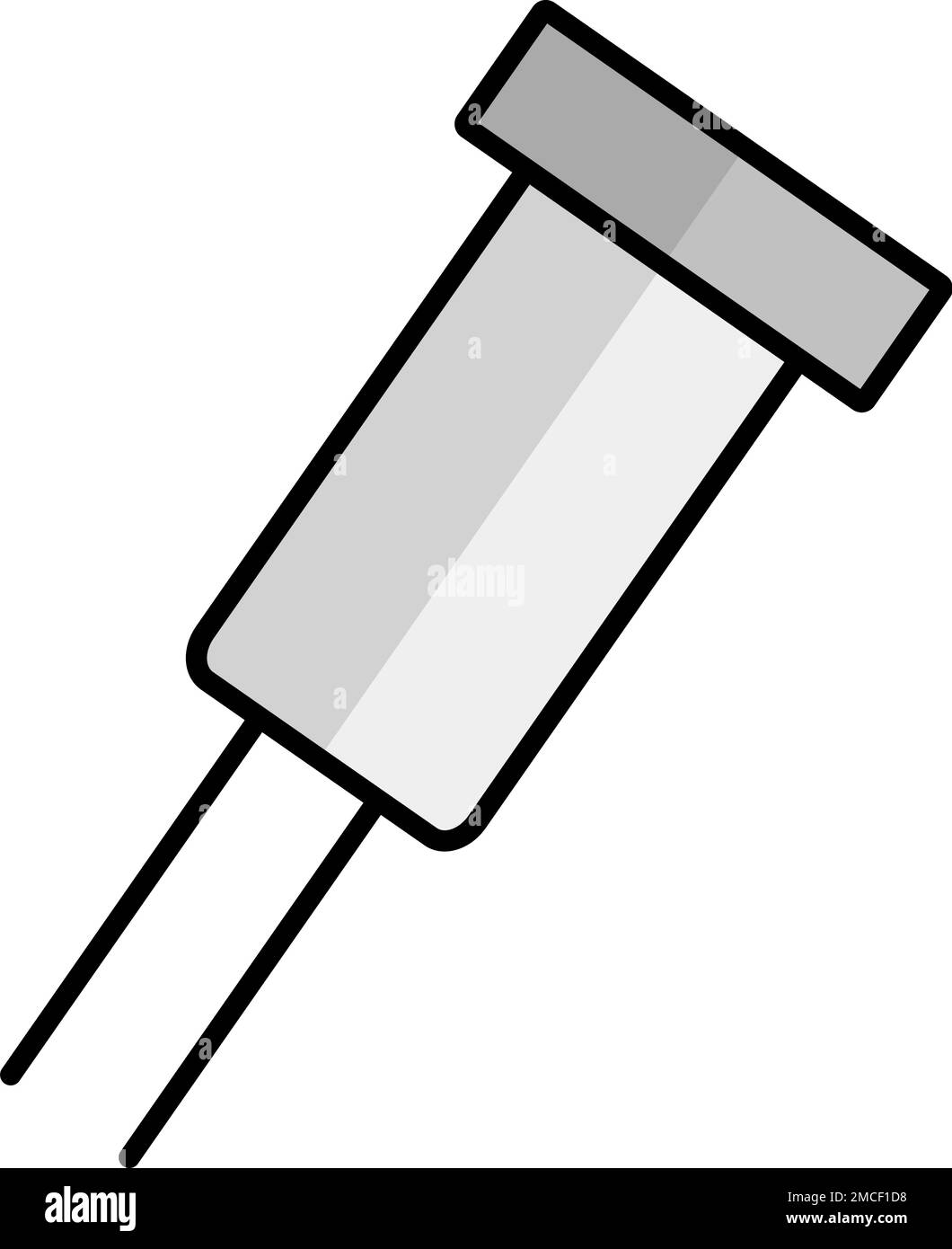 Icona condensatore elettrico. Fabbricazione di componenti elettronici. Vettore modificabile. Illustrazione Vettoriale