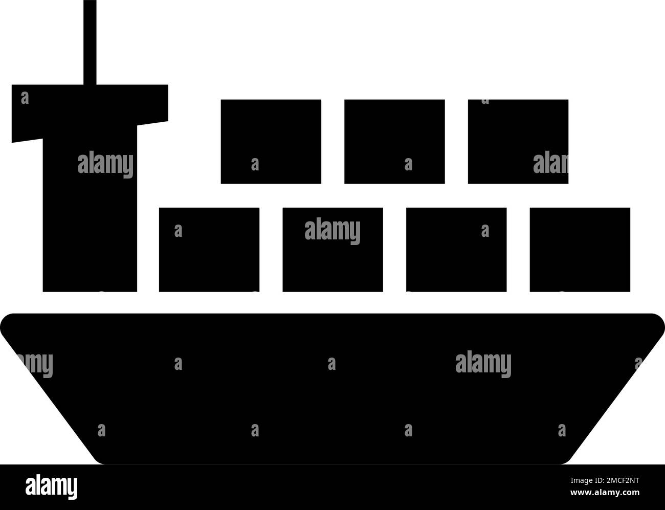 Icona della silhouette della nave da carico. Nave da trasporto oceanica. Vettore modificabile. Illustrazione Vettoriale
