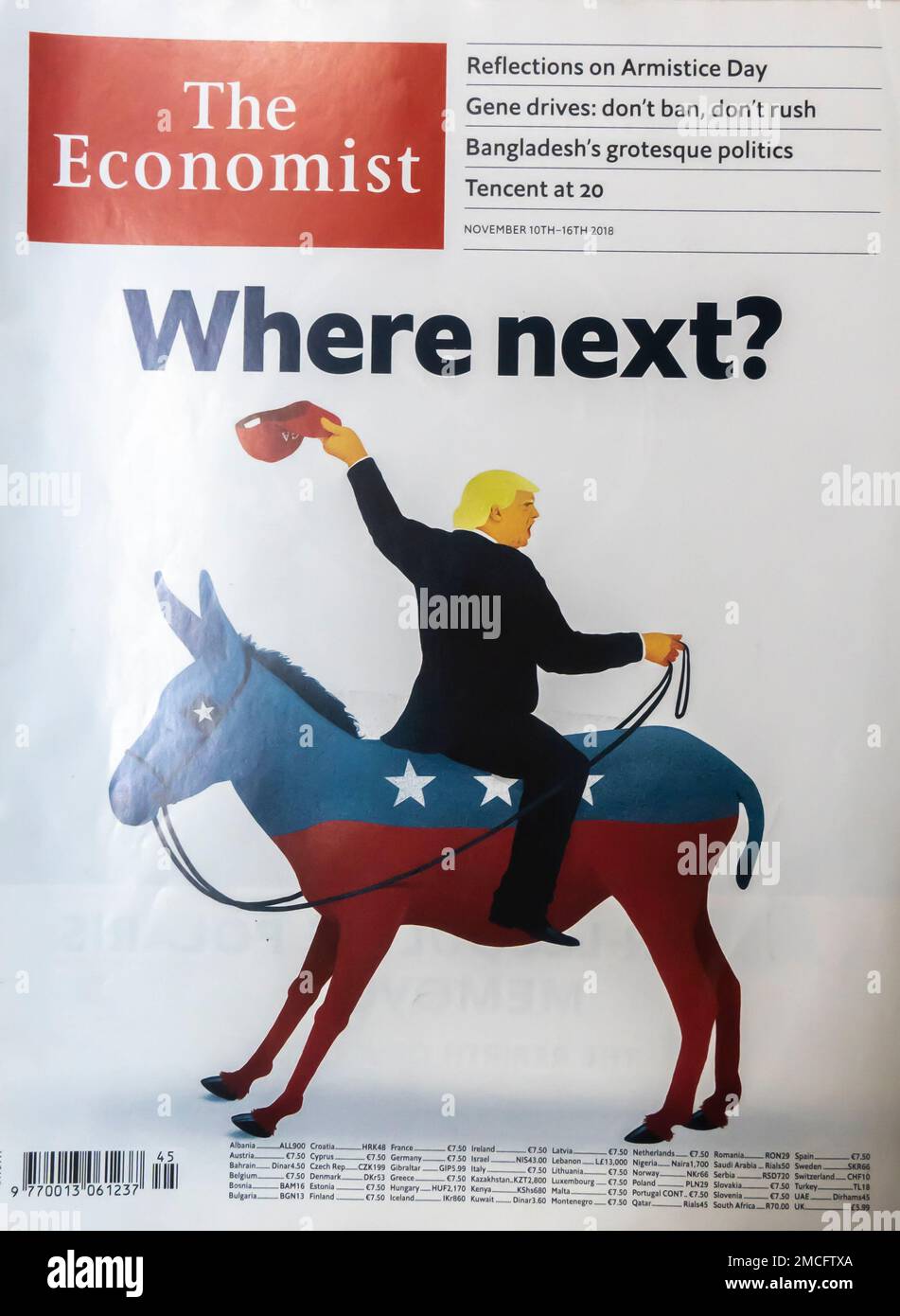 Copertina della rivista The Economist - novembre 2018 Foto Stock