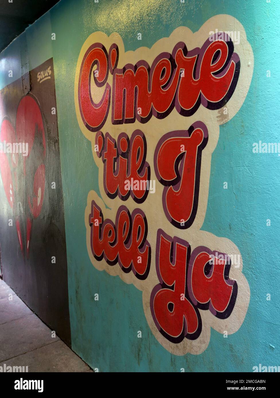 Cmere fino a che non dico ya, Street art, in una corsia, Dublino Città Foto Stock