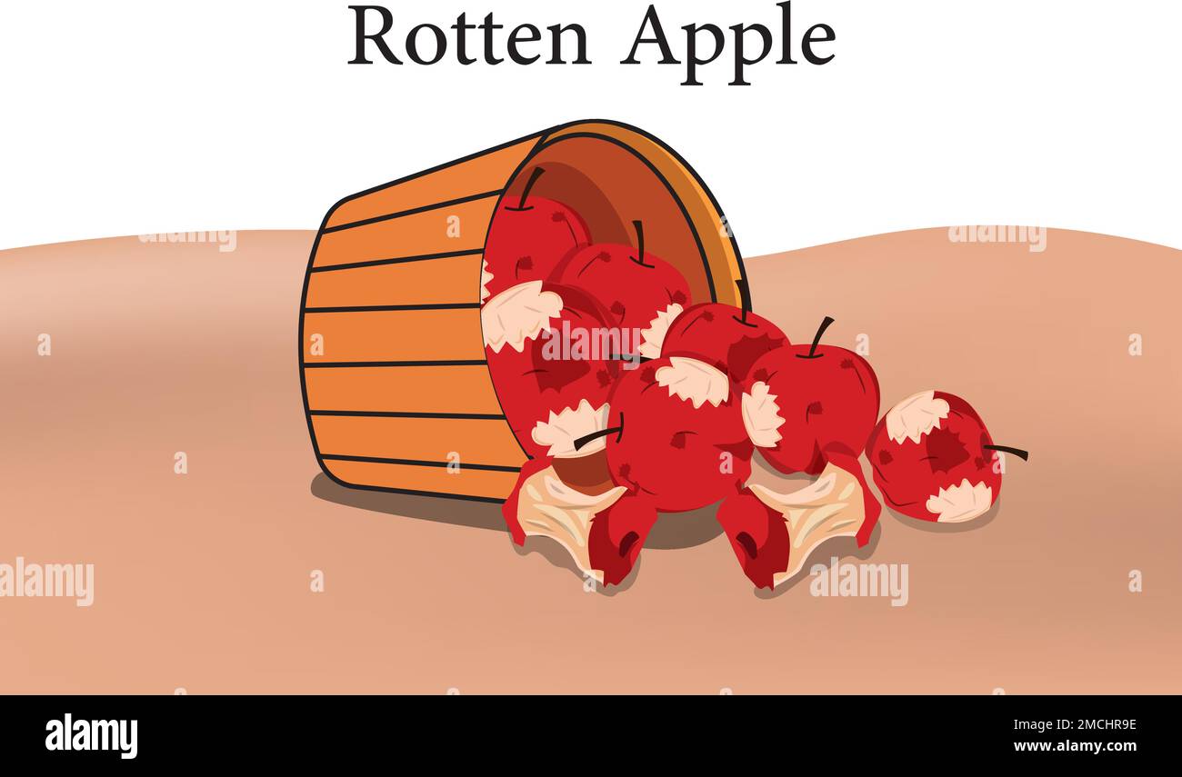marcio mele vettore arte immagine organica mela fetta secchio rosso mela malsana infetta mele sfondo nature Illustrazione Vettoriale