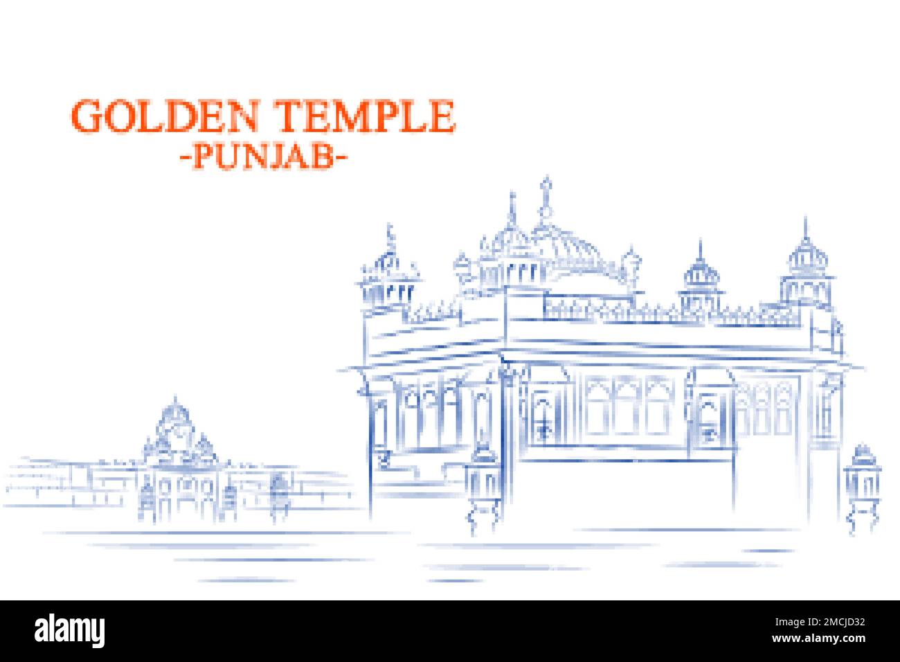 Golden Temple Harmandir Sahiba un gurdwara nella città di Amritsar, Punjab, India Illustrazione Vettoriale
