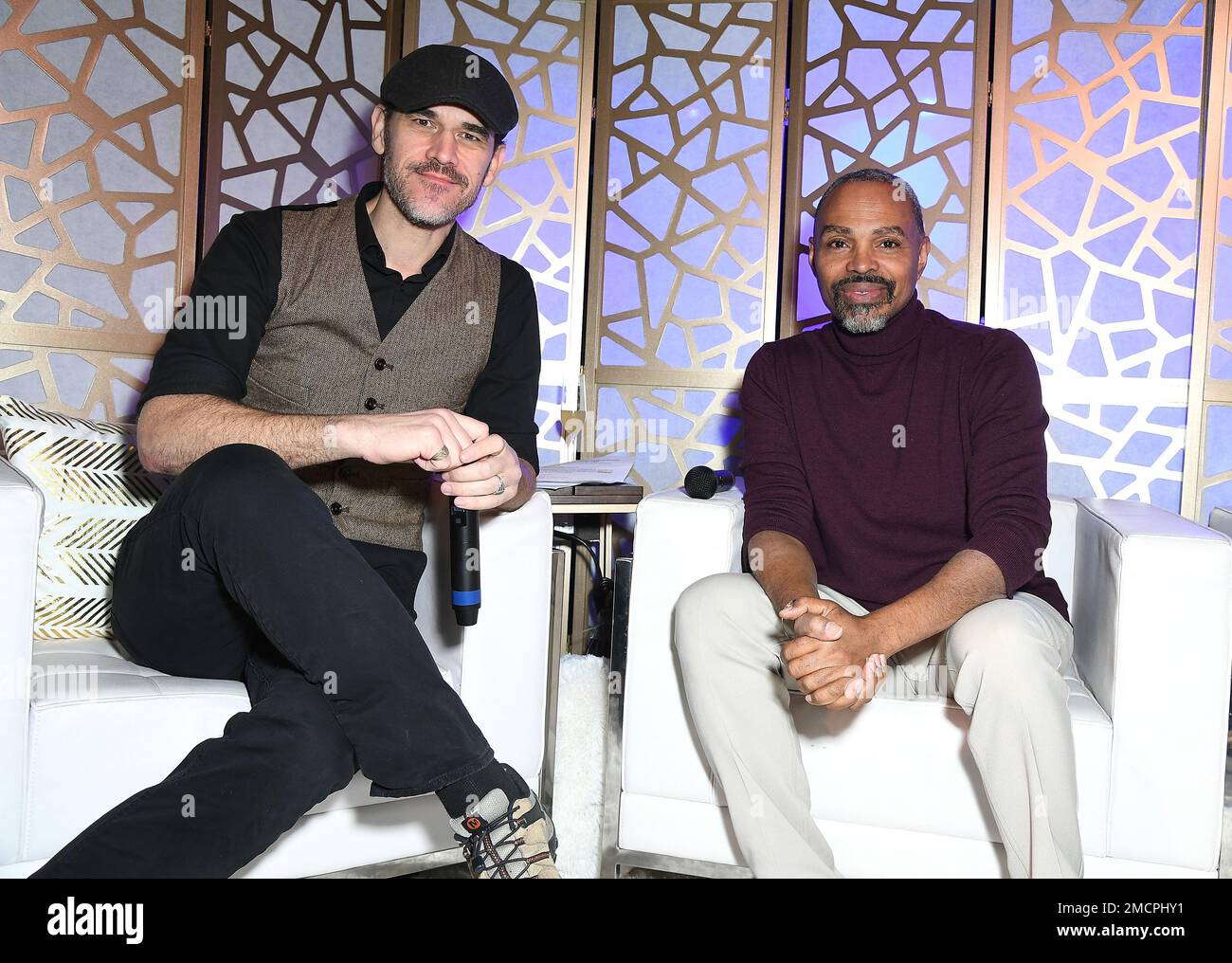 Los Angeles, Stati Uniti. 21st Jan, 2023. Denver Robbins e Craig Ross all'ENM Entertainment Director's e Creator's Spotlight durante il Sundance Film Festival 2023 tenutosi presso il Cabin 427 il 21 gennaio 2023 a Park City, UT, USA (Photo by JC Olivera/Sipa USA) Credit: Sipa USA/Alamy Live News Foto Stock