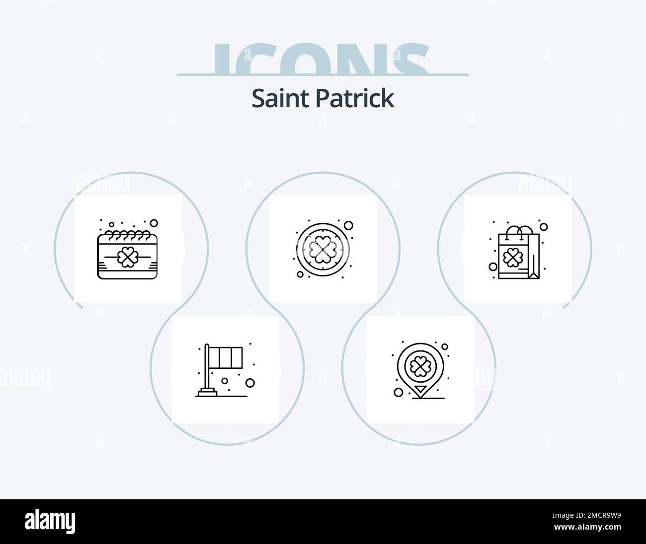 Saint Patrick Line Icon Pack 5 Icon Design. patrick. allarme. fortunato. festival. vino Illustrazione Vettoriale