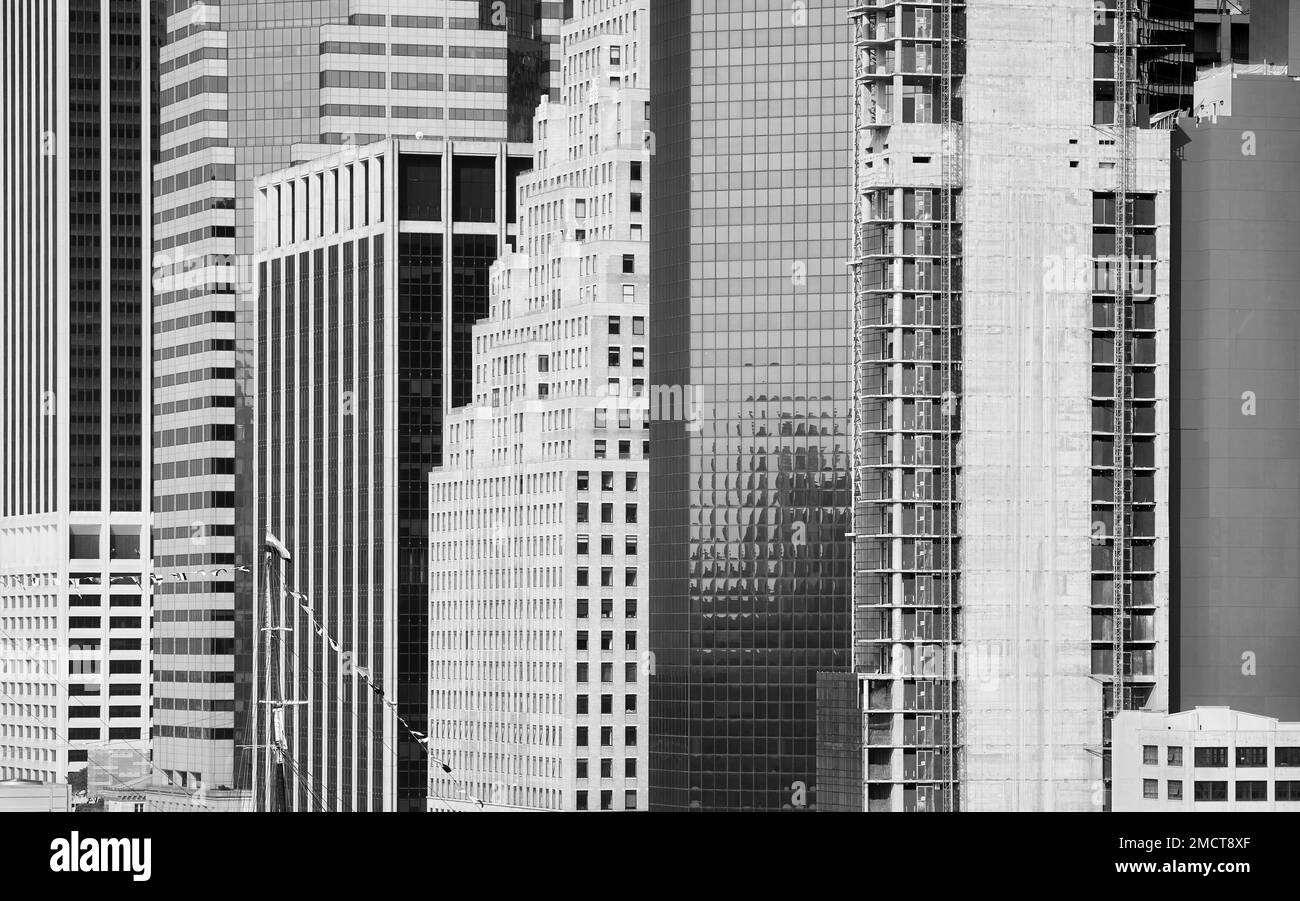 Manhattan architettura variegata, sfondo urbano, New York City, USA. Foto Stock