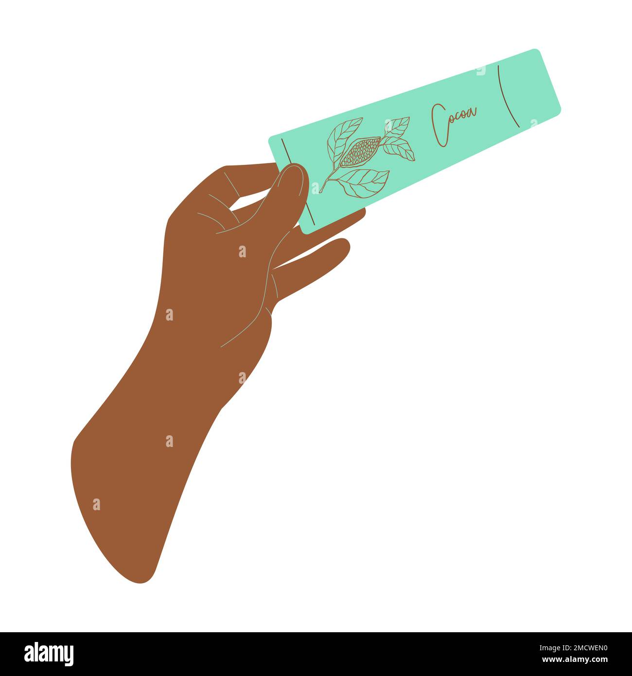 La pelle scura della mano tiene cosmetic del tubo del prodotto della crema. Illustrazione vettoriale Illustrazione Vettoriale