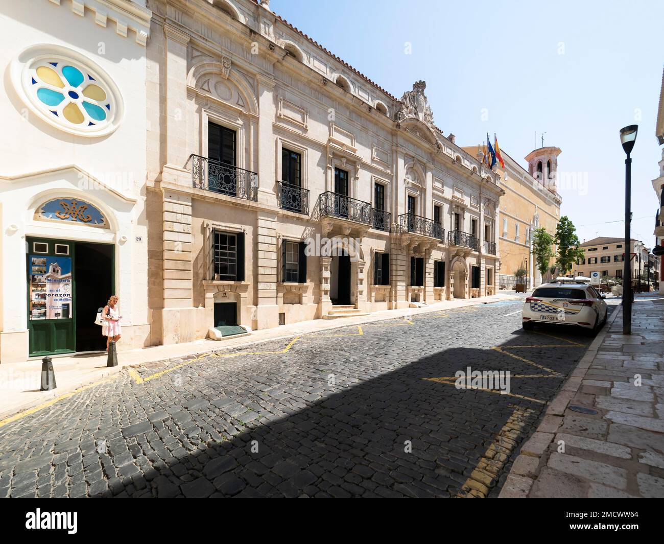 Ajuntament de Mao, nel centro storico di Mahon, Port de Mao, Minorca, Isole Baleari, Isole Baleari, Mar Mediterraneo, Spagna Foto Stock