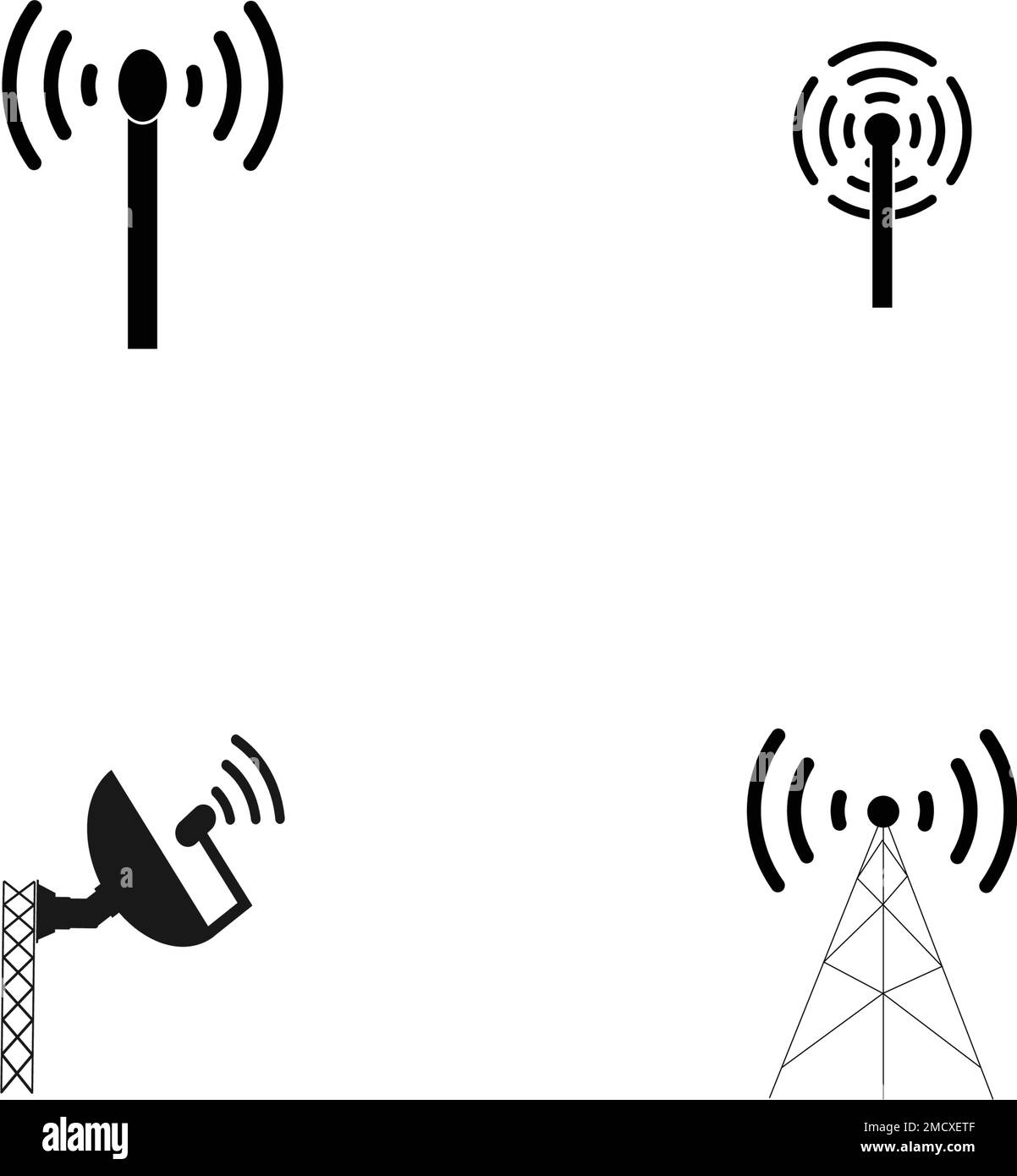 logo dell'icona dell'antenna con disegno illustrativo Illustrazione Vettoriale