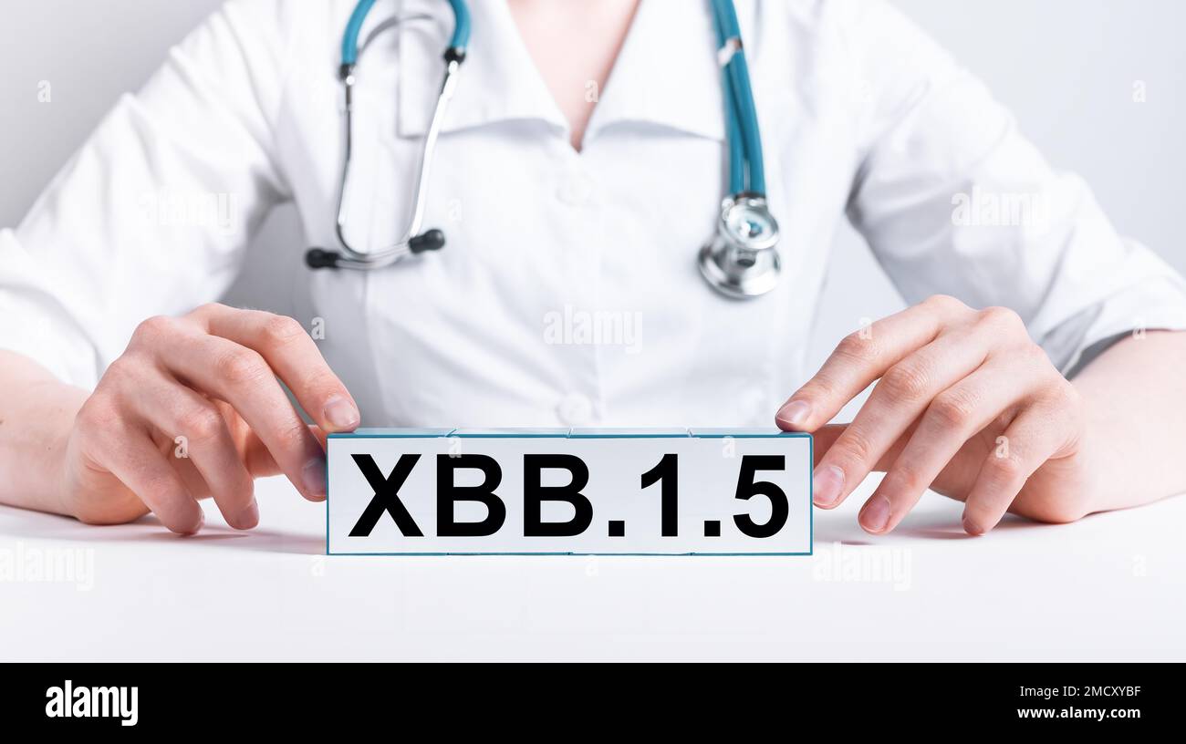 XBB 1 5, variante di coronavirus 15, mutazione del ceppo virale corona covid 19. Foto di alta qualità Foto Stock