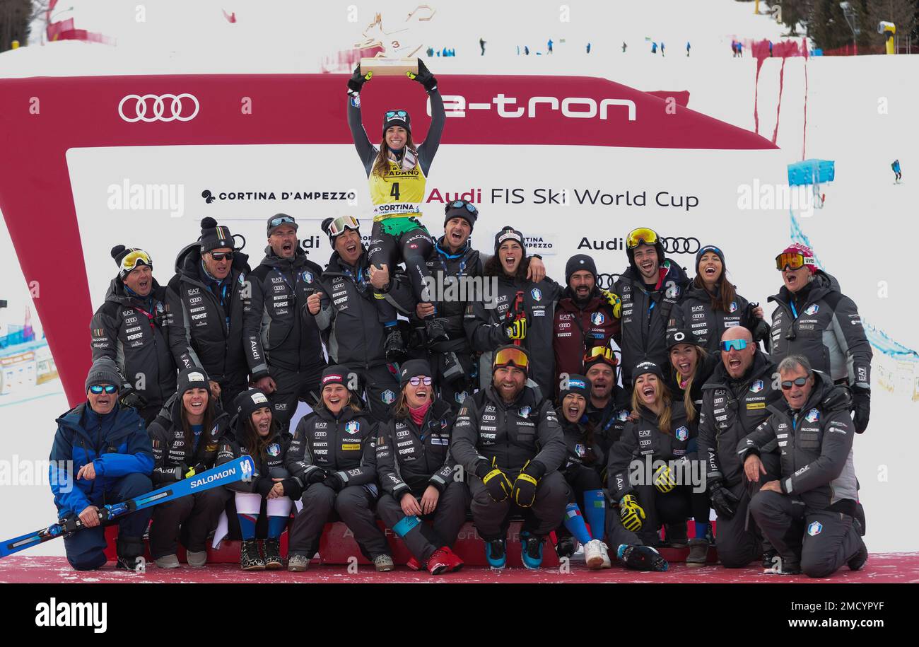 SCI - Coppa DEL MONDO FIS SKI, womenÂ&#X80;&#x99;s Super G Olympia delle Tofane domenica 22 gennaio Team Italiano Foto Stock