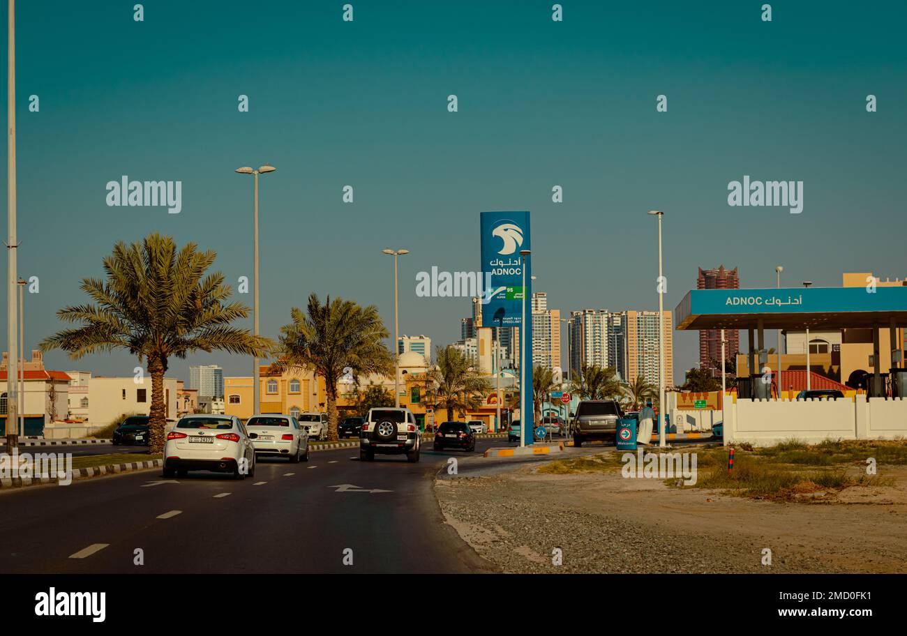Sharjah città strade, Sharjah città UAE Foto Stock