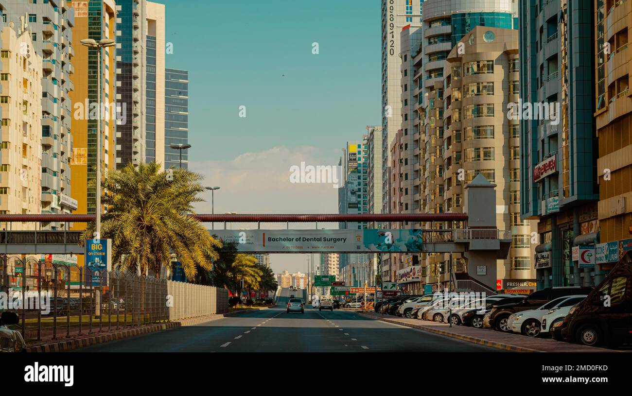 Sharjah città strade, Sharjah città UAE Foto Stock