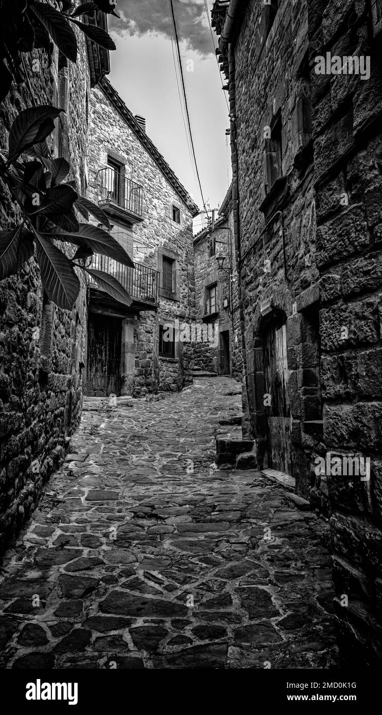 Vecchie strade di l'Estany, Moianes, Catalogna, Spagna Foto Stock