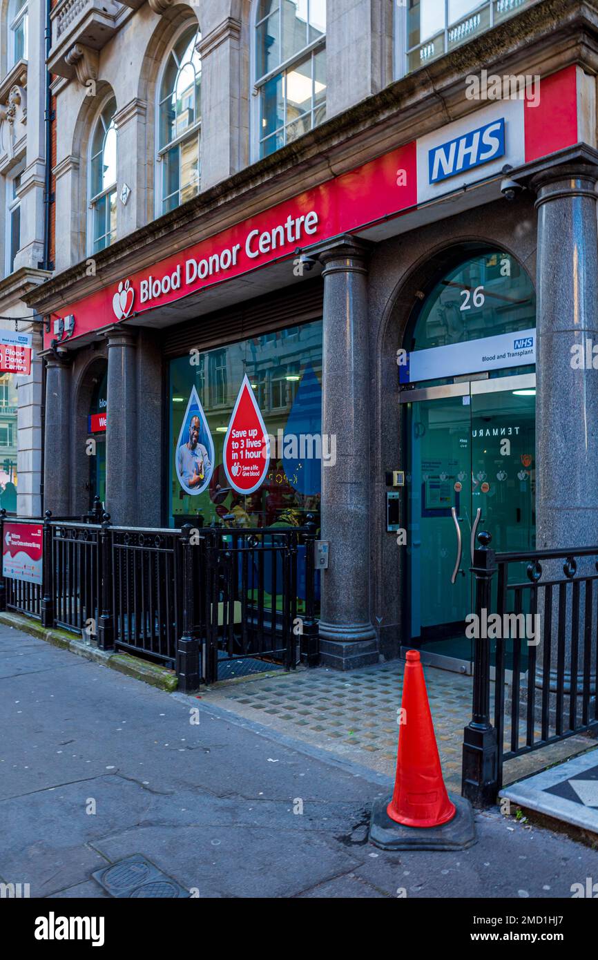 London West End Blood Donor Centre al numero 26 di Margaret St Central London - NHS Blood Donor Centre London. Blood Donor Centre 26 Margaret Street Londra. Foto Stock
