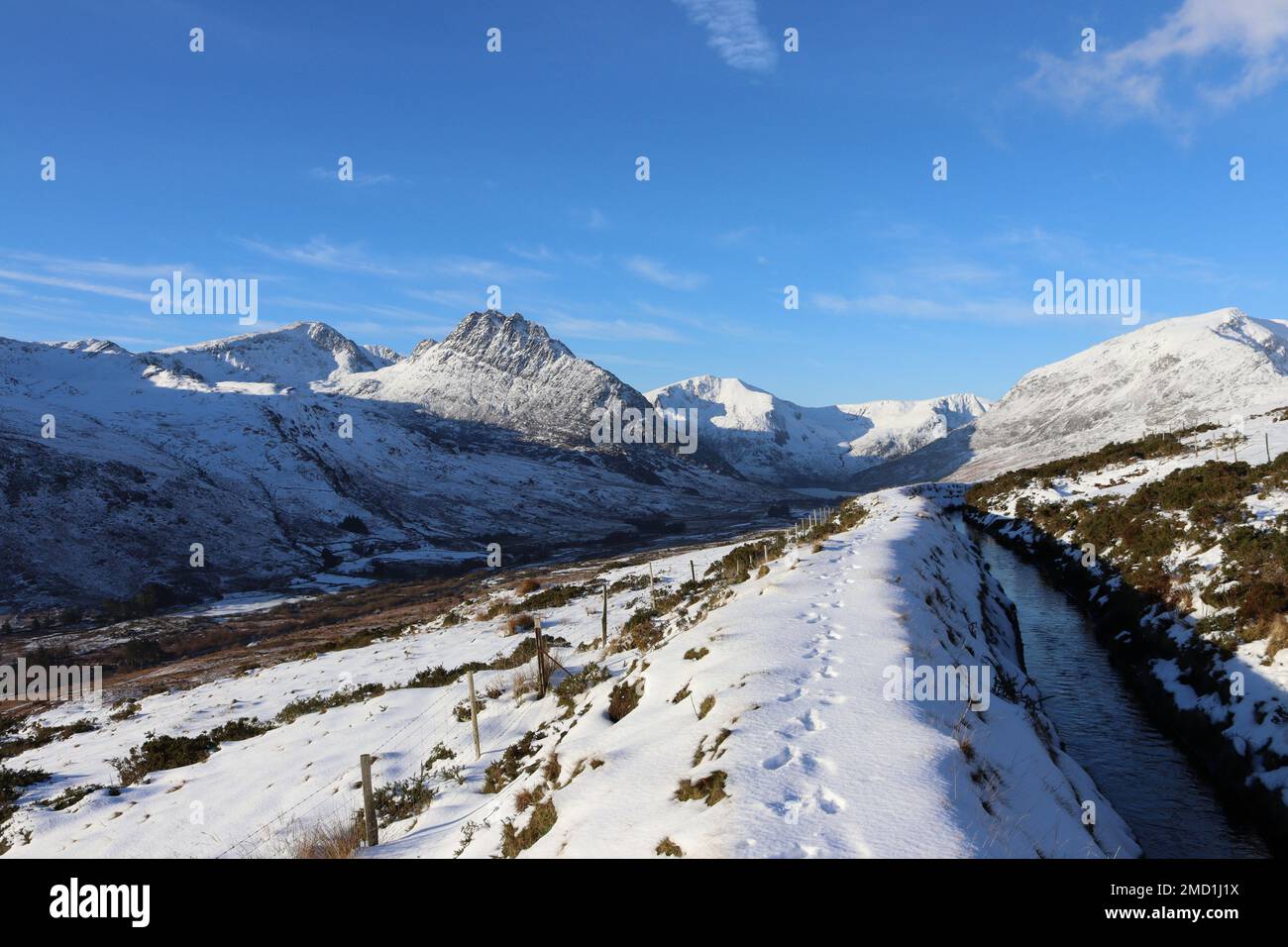 Snowdonia tryfan glyderau carneddau galles inverno Foto Stock