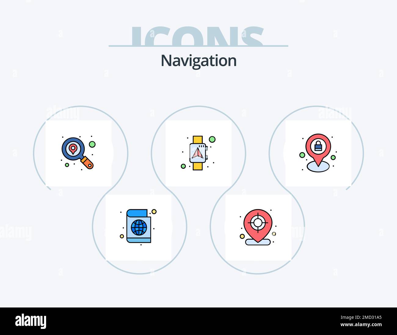 Navigazione linea riempita icona Pack 5 icona Design. senso. indietro. navigazione. freccia. posizione Illustrazione Vettoriale