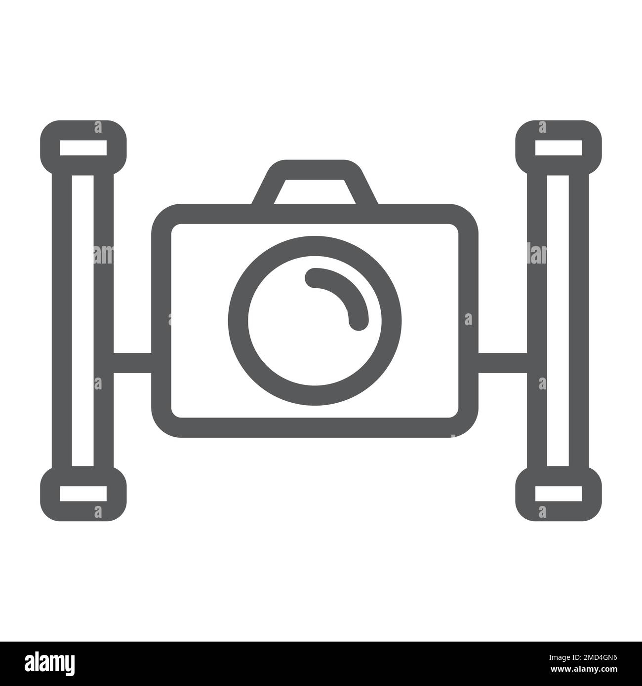 Icona della linea della macchina fotografica subacquea, immersioni e subacquea, grafica vettoriale segno snorkeling, un motivo lineare su sfondo bianco, eps 10. Illustrazione Vettoriale