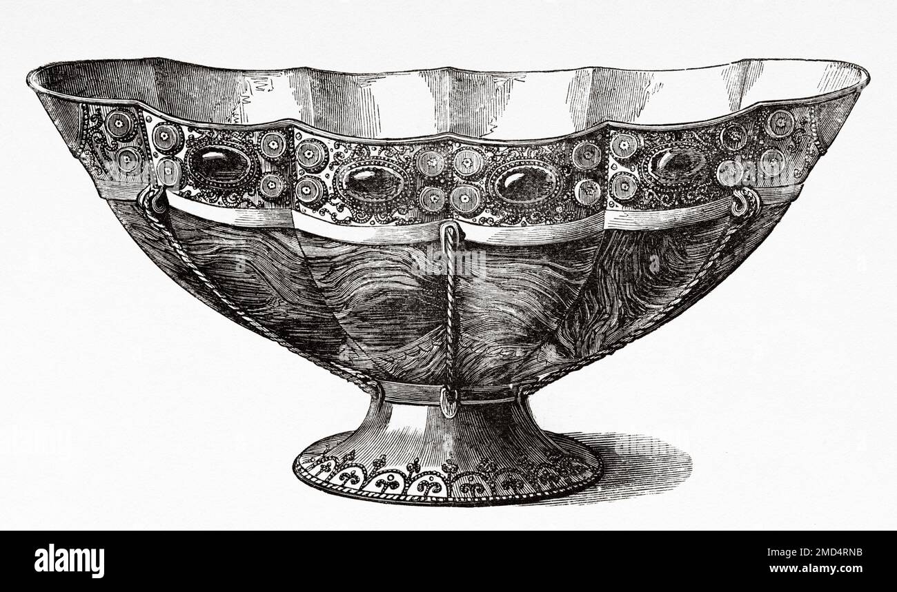 Gondola piatto Agata dal tesoro dell'Abbazia di Saint-Denis, 12th ° secolo. Le Arti del Medioevo e al periodo del Rinascimento di Paul Lacroix, 1874 Foto Stock