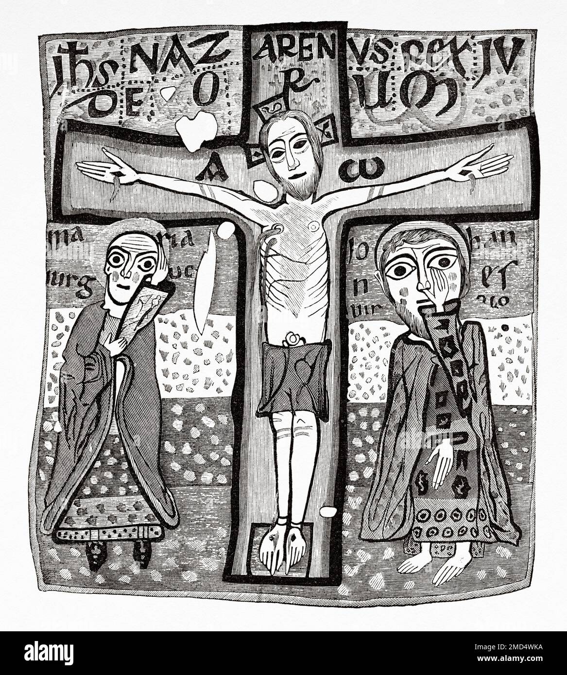 Miniatura tratta da un Messale dell'inizio dell'undicesimo secolo dalla scuola francese. Le Arti del Medioevo e al periodo del Rinascimento di Paul Lacroix, 1874 Foto Stock