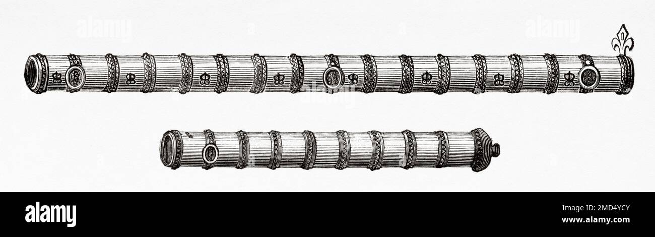 Primi cannoni modello nella torre di Londra. Le Arti del Medioevo e al periodo del Rinascimento di Paul Lacroix, 1874 Foto Stock