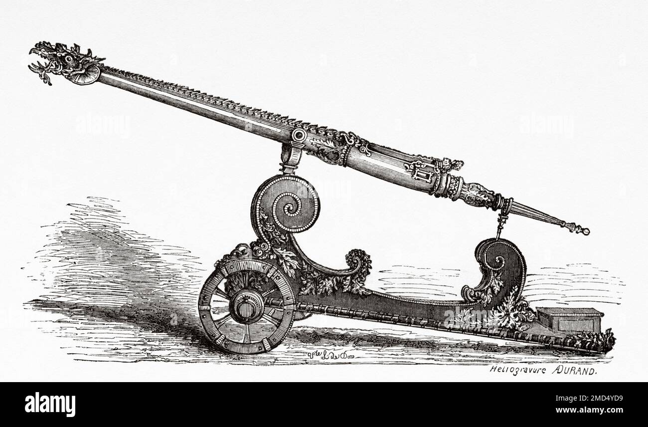 Drago con due cannoni lanciati nel 1503 nell'armeria reale di Madrid. Le Arti del Medioevo e al periodo del Rinascimento di Paul Lacroix, 1874 Foto Stock