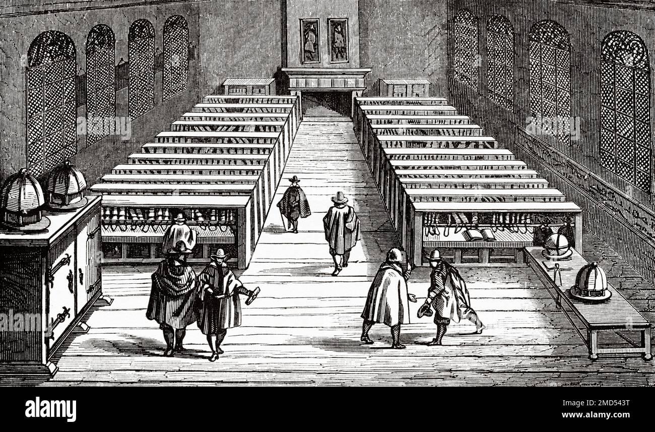 Biblioteca dell'Università di Leyden, Paesi Bassi. 17th ° secolo. Le Arti del Medioevo e al periodo del Rinascimento di Paul Lacroix, 1874 Foto Stock