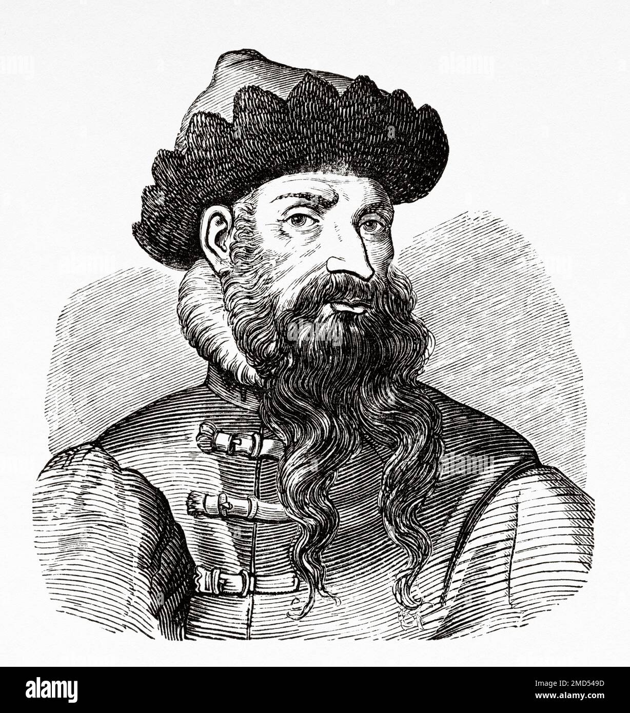 Ritratto di Johann Gutenberg. Johannes Gensfleisch zur Laden zum Gutenberg (1400-1468) è stato un inventore, stampatore, editore e orafo tedesco che ha introdotto la stampa in Europa con la sua macchina da stampa meccanica di tipo mobile. Il suo lavoro ha iniziato la Rivoluzione della Stampa in Europa ed è considerato una pietra miliare del secondo millennio, inaugurando il moderno periodo della storia umana. Le Arti del Medioevo e al periodo del Rinascimento di Paul Lacroix, 1874 Foto Stock