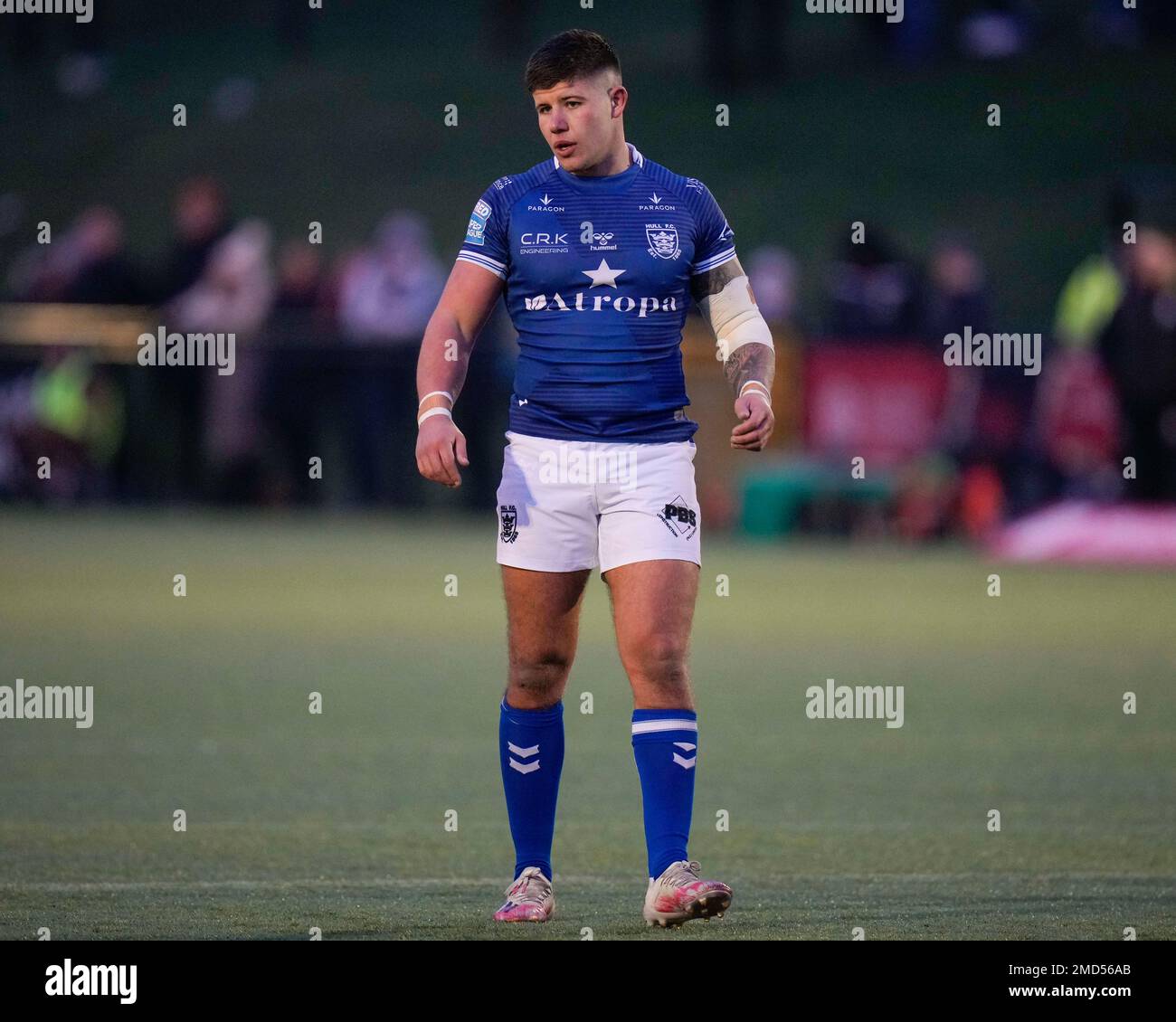 Sheffield, Regno Unito. 22nd Jan, 2023. Joe Cator #15 di Hull FC durante la partita di pre-stagione della Rugby League Sheffield Eagles vs Hull FC a Sheffield Olympic Legacy Park, Sheffield, Regno Unito, 22nd gennaio 2023 (Photo by Steve Flynn/News Images) a Sheffield, Regno Unito il 1/22/2023. (Foto di Steve Flynn/News Images/Sipa USA) Credit: Sipa USA/Alamy Live News Foto Stock