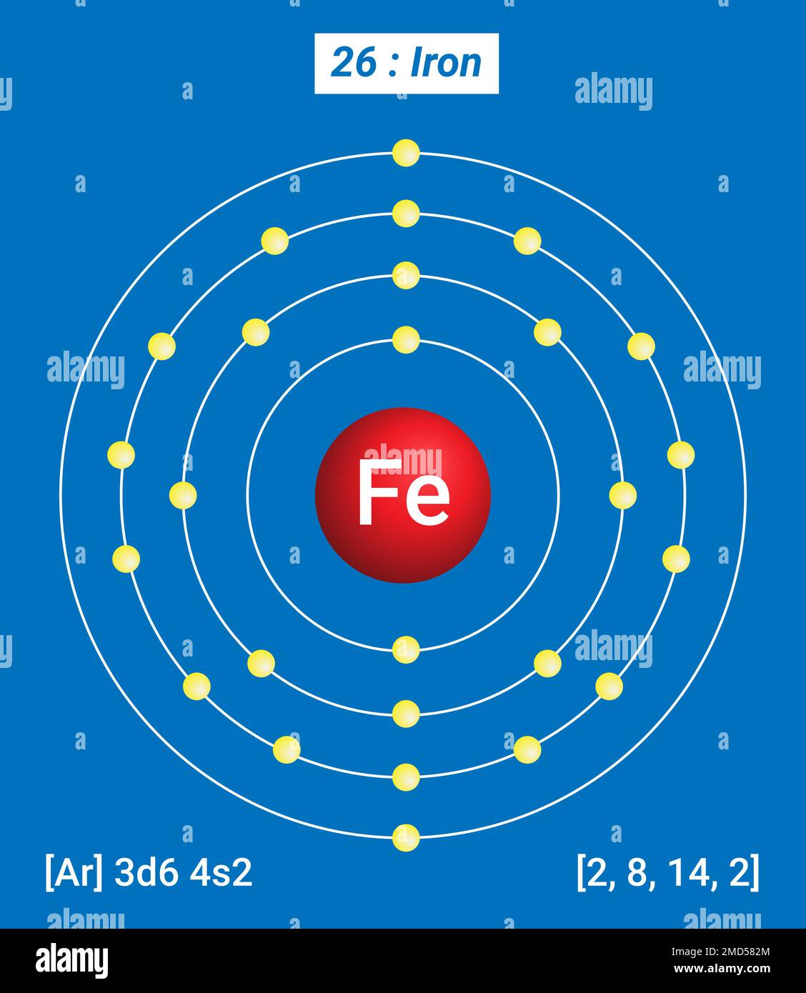 Ferro Fe, Tavola periodica degli elementi, struttura a guscio del ferro -  elettroni per livello di energia Immagine e Vettoriale - Alamy