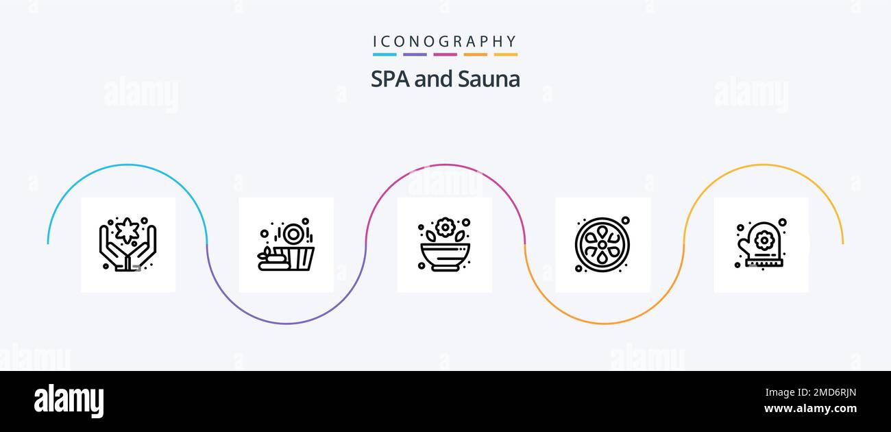 Sauna linea 5 pacchetto icone che include . rx. sauna. forno mitt Illustrazione Vettoriale