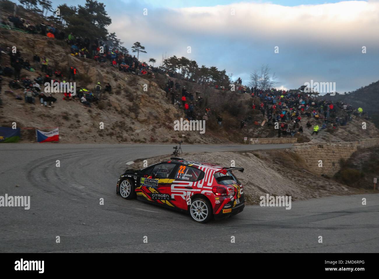 22 STEPHANE LEFEBVRE (FRA), ANDY MALFOY (FRA), STEPHANE LEFEBVRE, CITROEN C3, RC2, Rally2, azione in occasione della Rallye Automobile Monte Carlo 2023, 1st° round del WRC World Rally Car Championship 2023, dal 19 al 22 gennaio 2023 a Monte Carlo, Monaco - Foto: Jean-marie farina/DPPI/LiveMedia Foto Stock