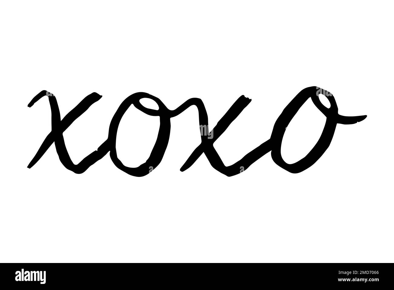 XOXO frase disegnata a mano pennello disegno di scrittura isolato su sfondo bianco. Calligrafia grunge. Sfondo romantico. Illustrazione vettoriale Illustrazione Vettoriale