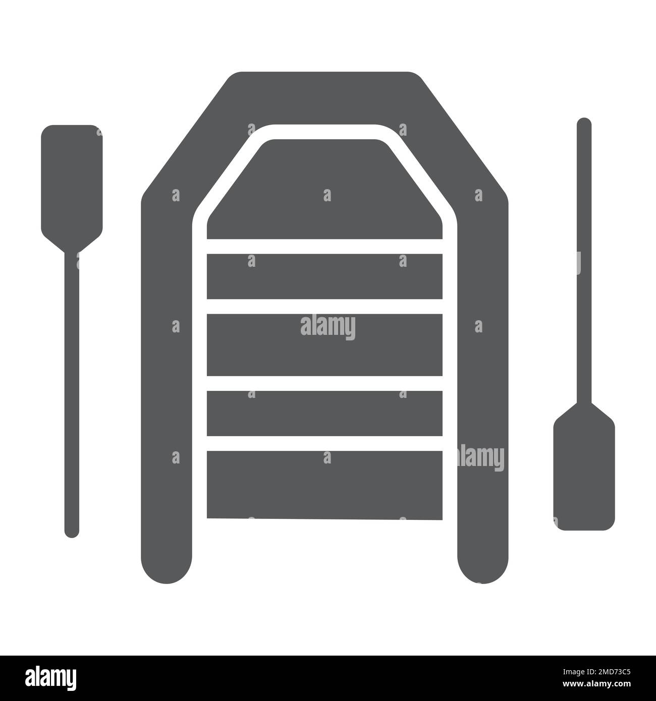 Barca gonfiabile con peddles glyph icona, immersioni e subacquea, barca di gomma segno grafica vettoriale, un motivo solido su uno sfondo bianco, eps 10. Illustrazione Vettoriale