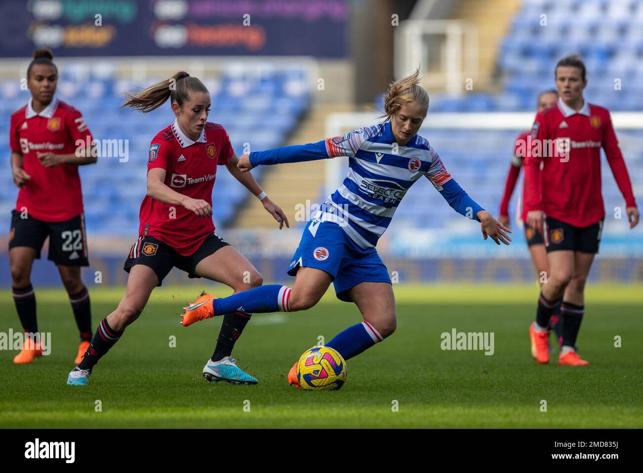 22nd gennaio 2023. Barclay's Women's Super League tra Reading e Manchester United. Selezionare Car Leasing Stadium (Reading). Foto Stock